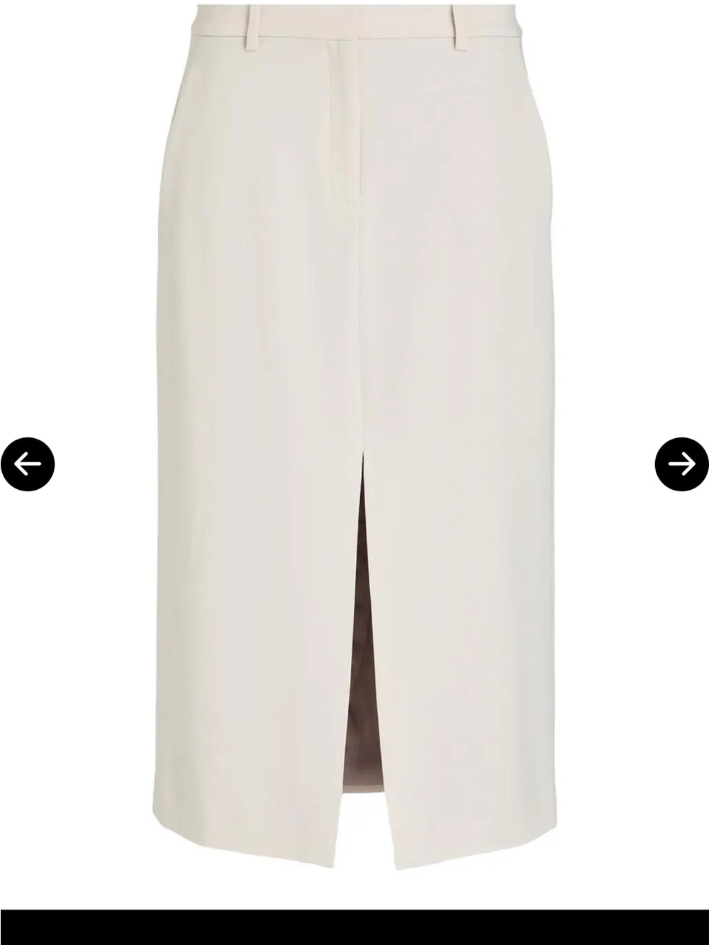 Theory Cream Pencil Midi Skirt with Center Front Slit